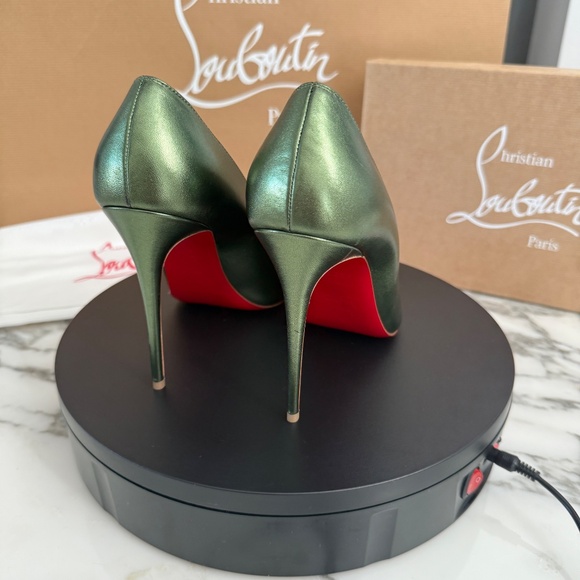 Christian Louboutin 1240718 Green Leather Kate 100 Nappa Laminate Heels 39.5, 40 - Picture 5 of 12